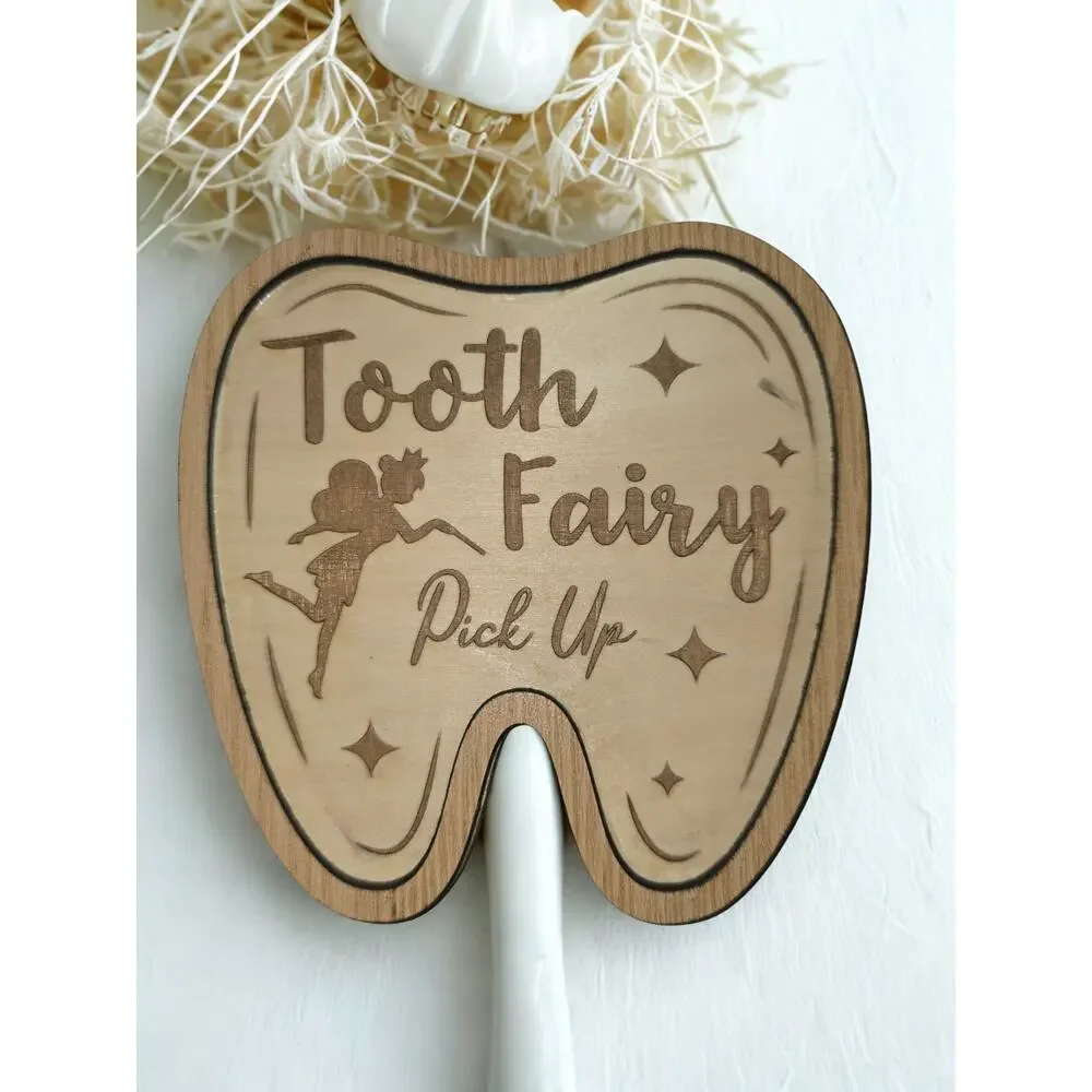 Tooth fairy pick up dish wooden laser cut engraved handmade - Picture 1 of 2